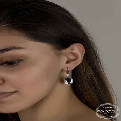 Swarovski Crystal White Drop Dangle Women's Silver Earrings
