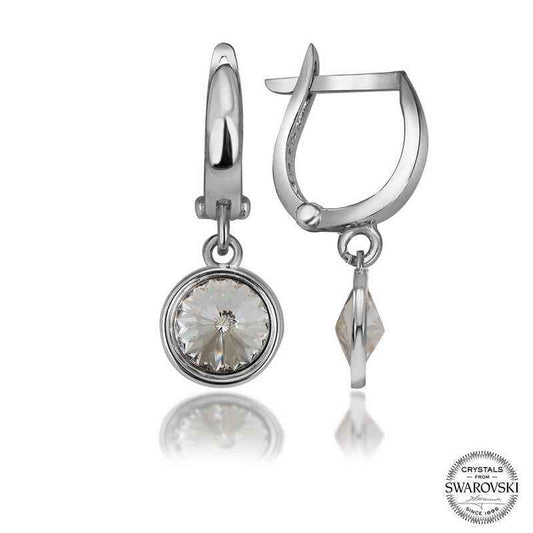 Swarovski Crystal Stone White Dangle Women's Silver Earrings