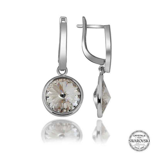 Swarovski Crystal Stone White Dangle Women's Silver Earrings