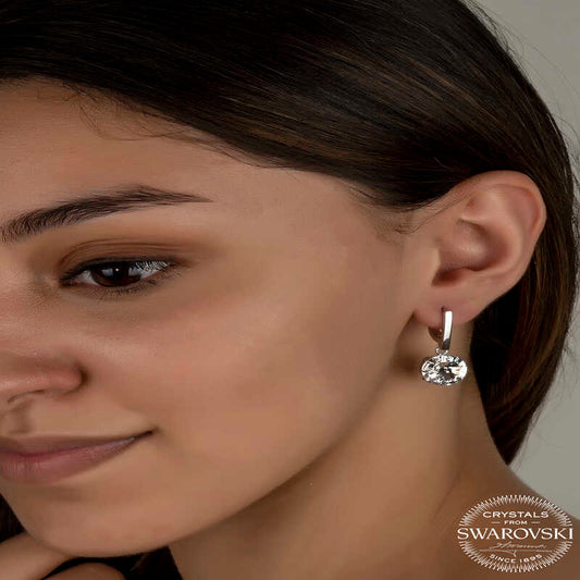 Crystal Stone White Dangle Women's Silver Earring