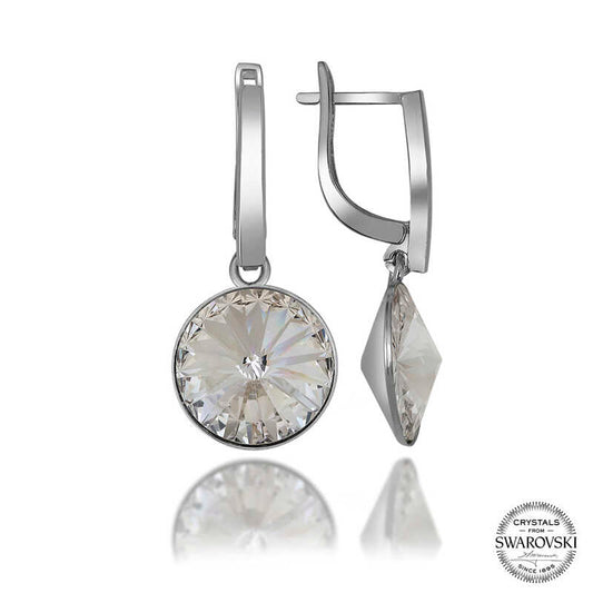 Swarovski Crystal Stone White Dangle Women's Silver Earring