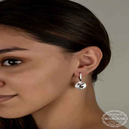 Swarovski Crystal Stone White Dangle Women's Silver Earring