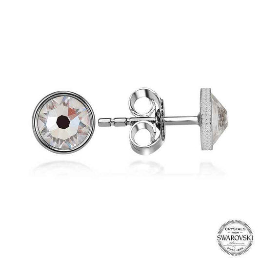 Swarovski Crystal Stone Stud Women's Silver Earring