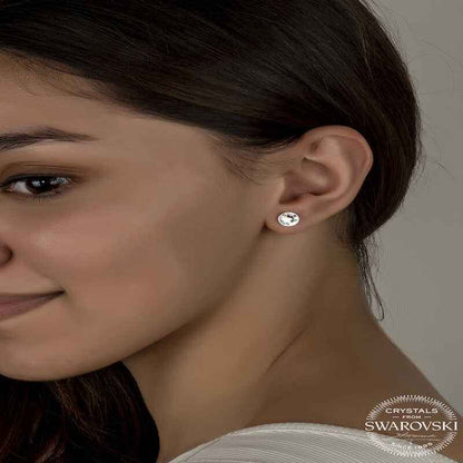 Swarovski Crystal Stone Stud Women's Silver Earring