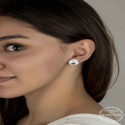 Swarovski Crystal Stone Silver Stud Women's Earring