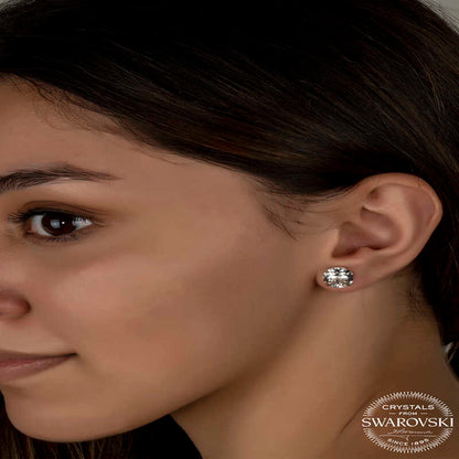 Swarovski Crystal Stone Silver Stud Women's Earring