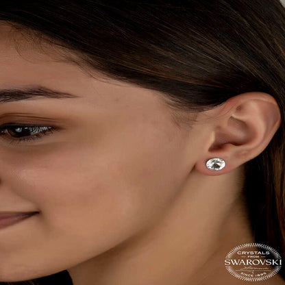Swarovski Crystal Stone Silver Stud Women's Earring