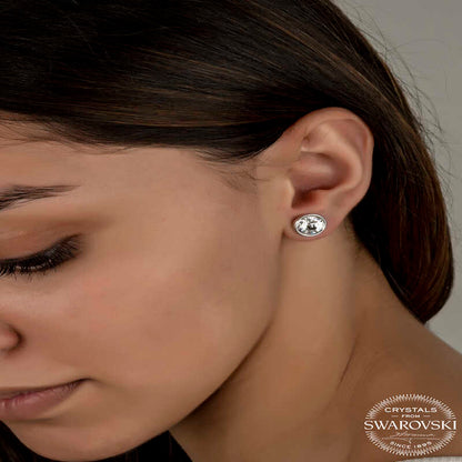 Swarovski Crystal Stone Stud Women's Silver Earring