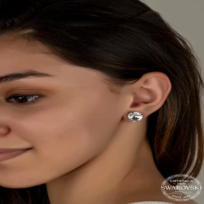 Swarovski Crystal Stone Stud Women's Silver Earring
