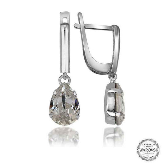 Swarovski Crystal Stone Drop Dangle Women's Silver Earrings