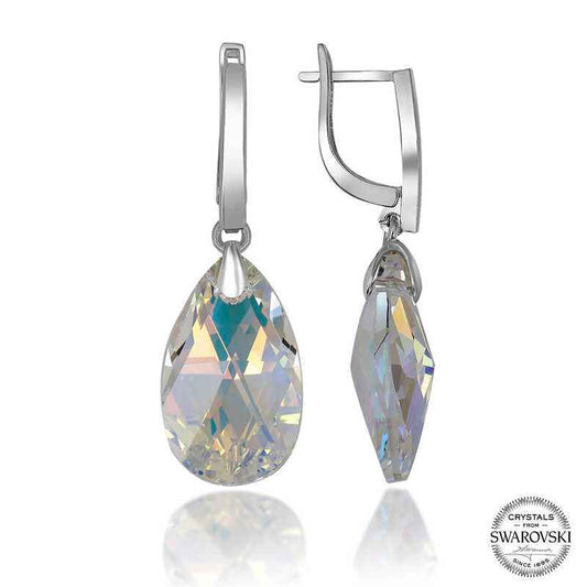 Swarovski Crystal Stone Drop Dangle Women's Silver Earring