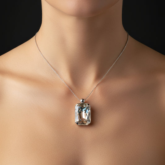 Crystal Stone Women's Silver Necklace