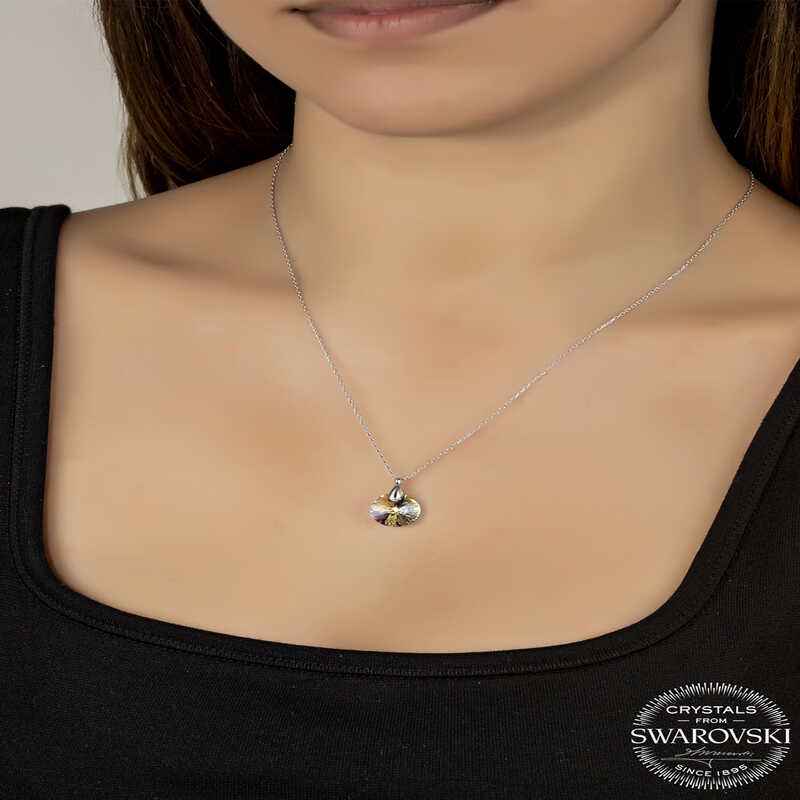 Swarovski Crystal Stone Women's Silver Necklace
