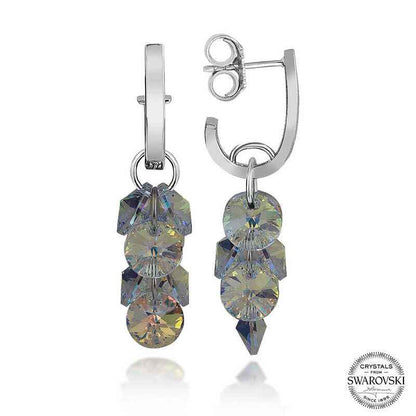 Swarovski Crystal Stone Cluster Dangle Stud Women's Silver Earrings