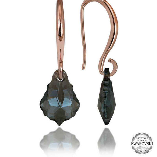 Swarovski Crystal Green Stone Drop Dangle Women's Rose Plated Silver Earring