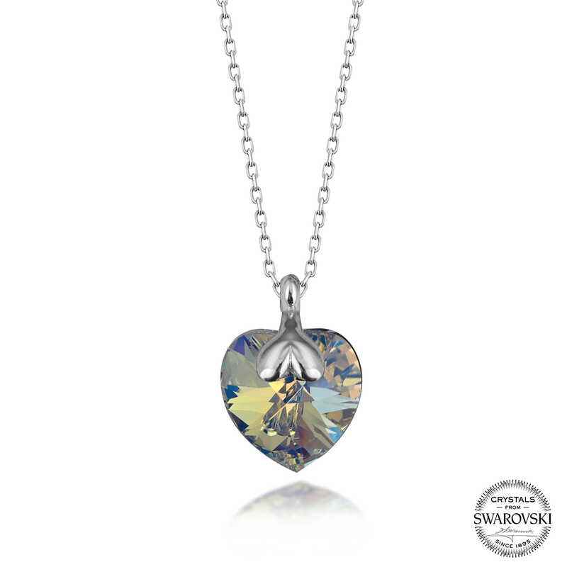 Swarovski Crystal Heart Stone Women's Silver Necklace