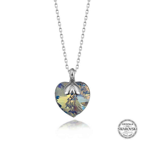 Swarovski Crystal Heart Stone Women's Silver Necklace