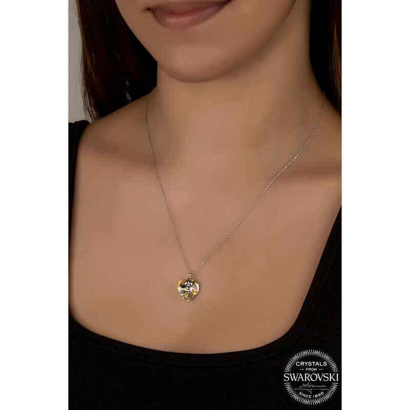 Swarovski Crystal Heart Stone Women's Silver Necklace