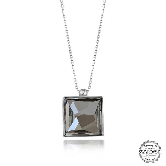 Collier en argent pour femme avec pierre de cristal Swarovski carrée