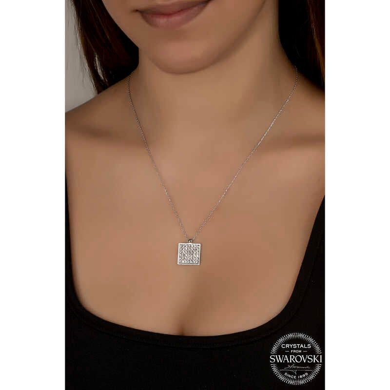 Collier en argent pour femme avec pierre de cristal Swarovski carrée