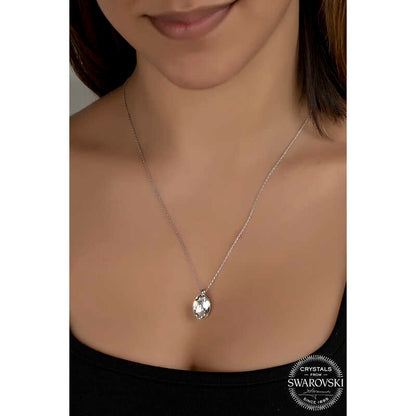 Collier en argent pour femme avec pierre de cristal Swarovski ovale