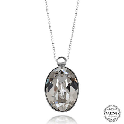 Collier en argent pour femme avec pierre de cristal Swarovski ovale
