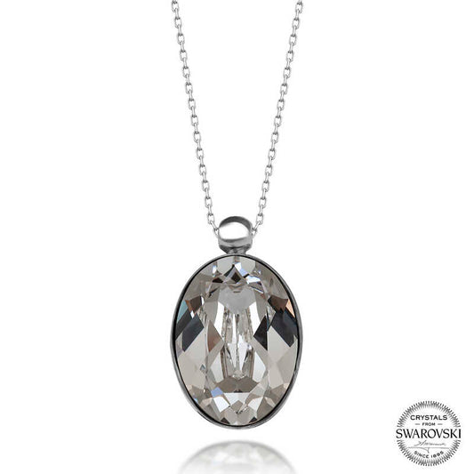Collier en argent pour femme avec pierre de cristal Swarovski ovale