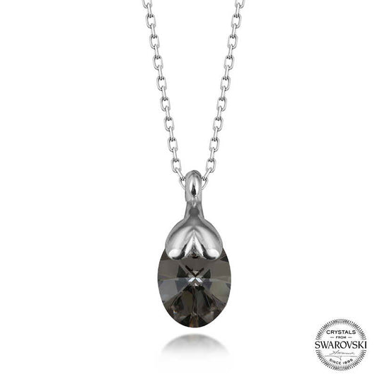 Collier en argent pour femme avec pierre de cristal Swarovski ovale