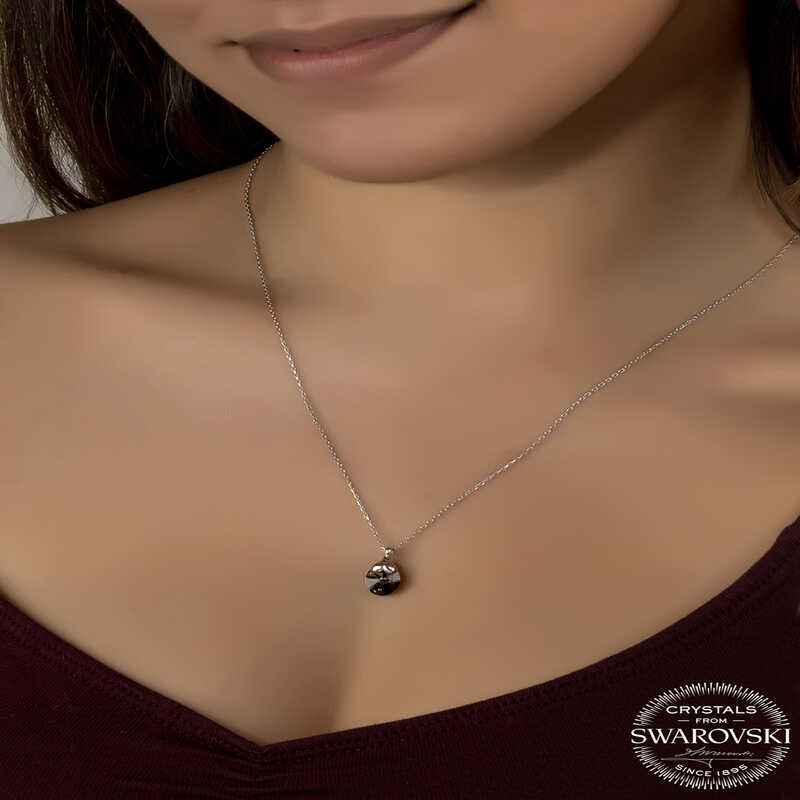 Oval Swarovski Crystal Stone Women's Silver Necklace