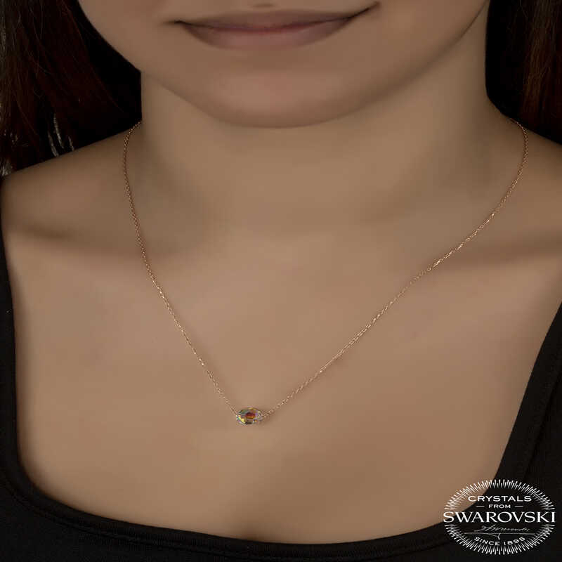 Collier en argent pour femme avec boule brillante en cristal Swarovski