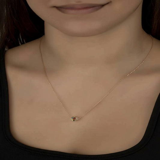 Crystal Stone Shiny Ball Women's Silver Necklace