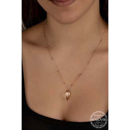 Collier pour femme en argent plaqué rose avec pierre de cristal