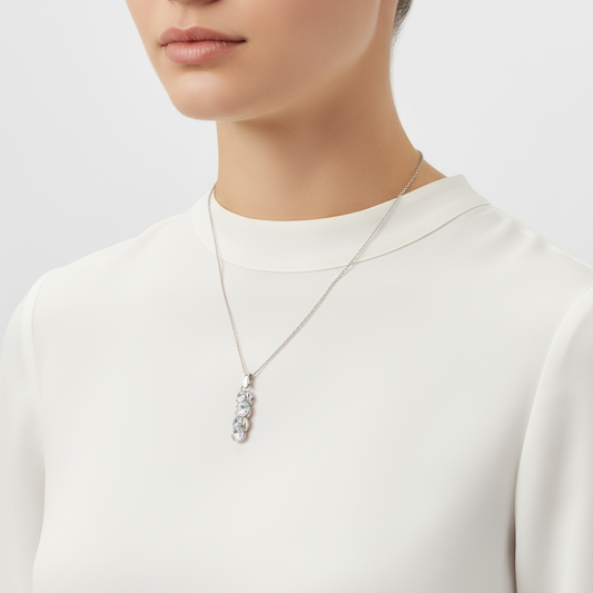 Crystal Cluster Women's Silver Necklace