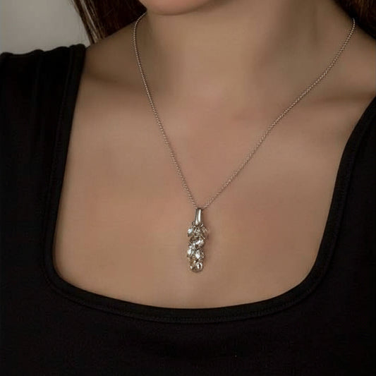 Swarovski Crystal Cluster Women's Silver Necklace
