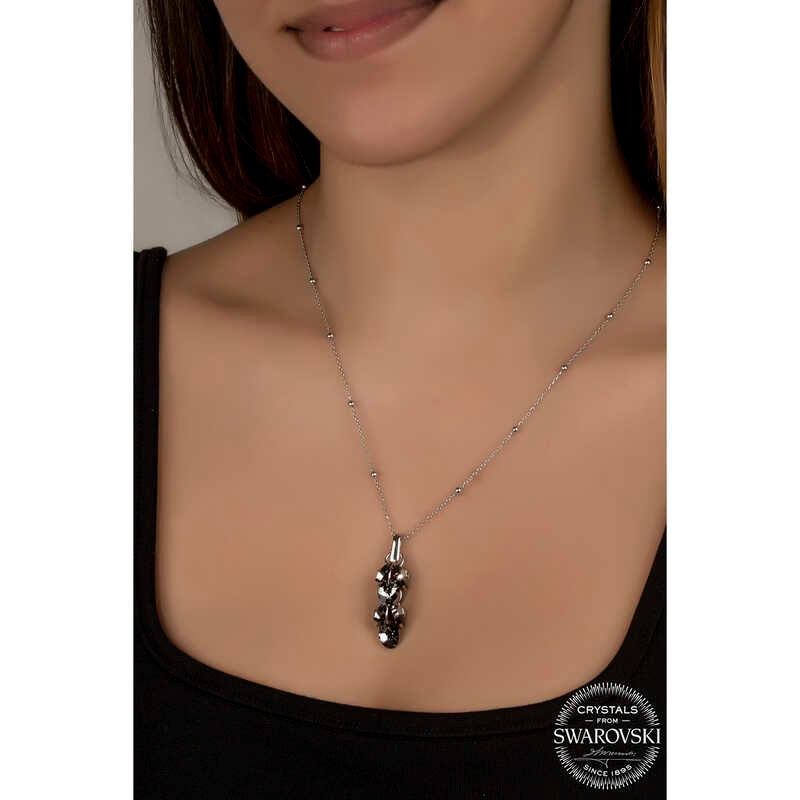 Collier en argent pour femme avec grappe de cristaux Swarovski