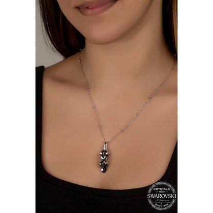 Collier en argent pour femme avec grappe de cristaux Swarovski