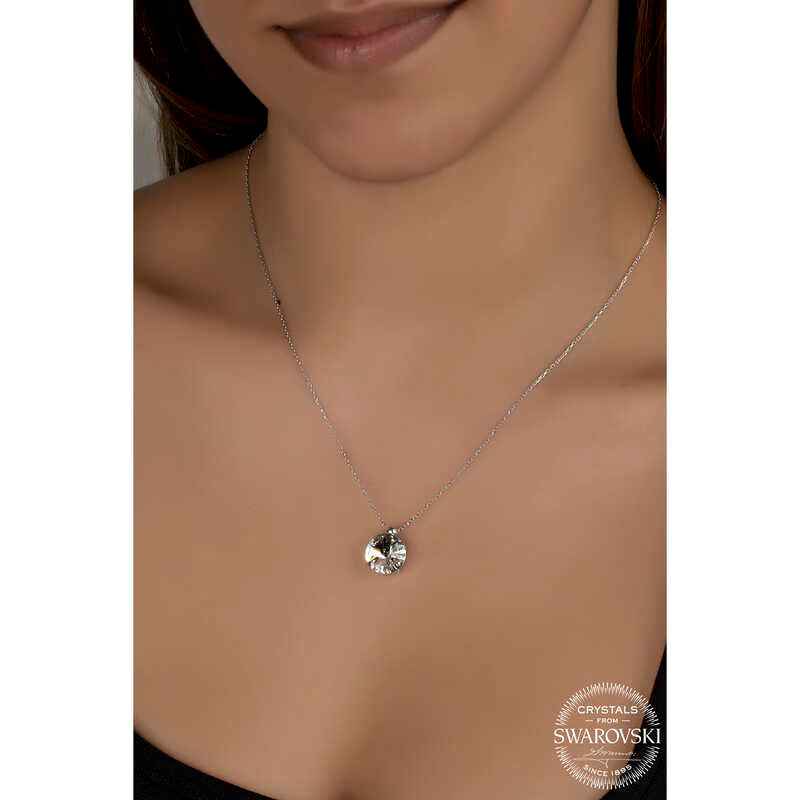 Swarovski Crystal Solitaire Women's Silver Necklace