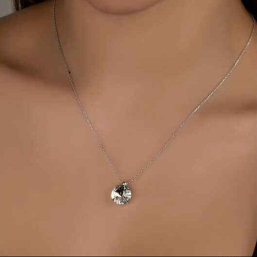 Swarovski Crystal Solitaire Women's Silver Necklace