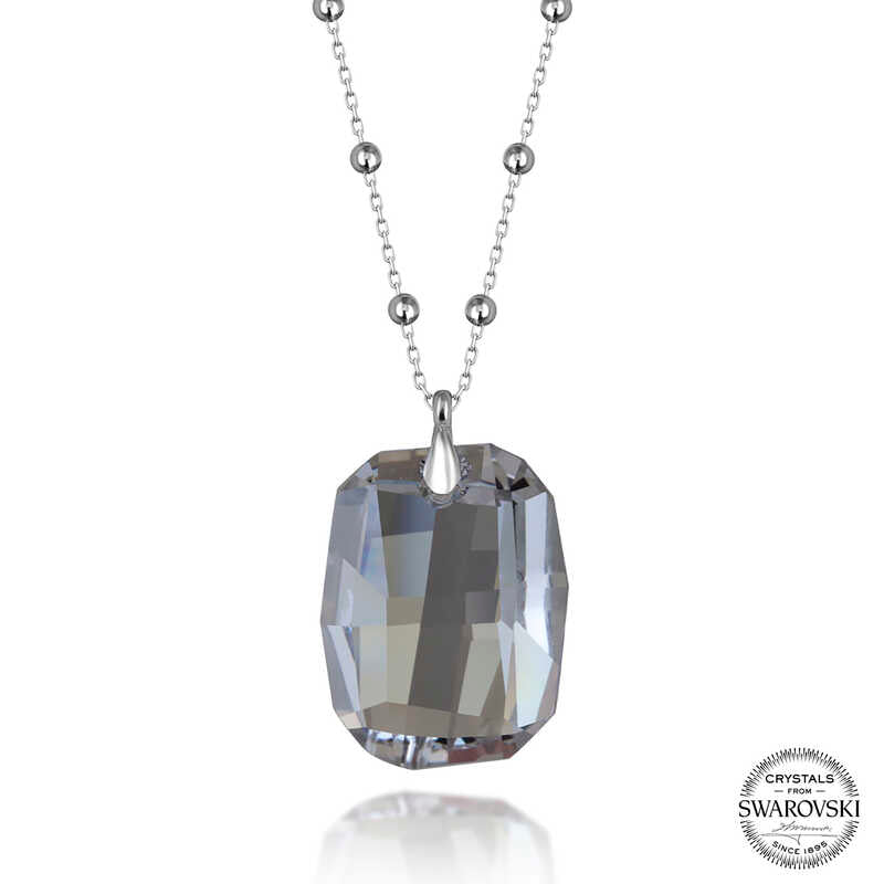 Collier en argent pour femme avec chaîne à billes et pierres Swarovski