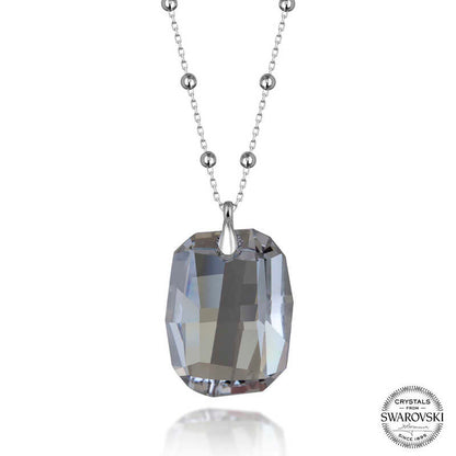 Collier en argent pour femme avec chaîne à billes et pierres Swarovski