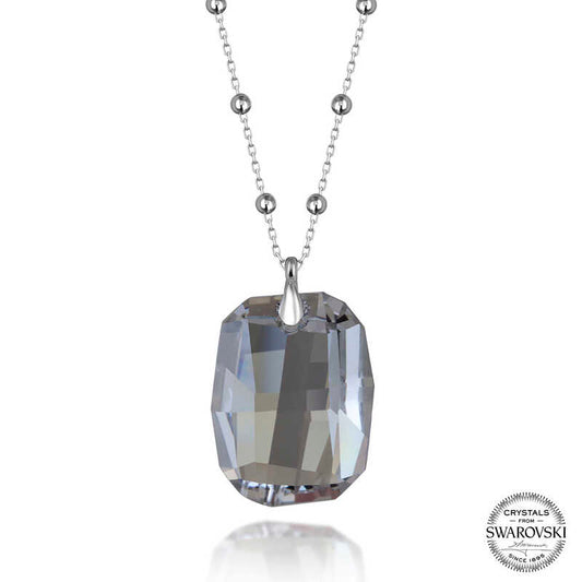 Collier en argent pour femme avec chaîne à billes et pierres Swarovski