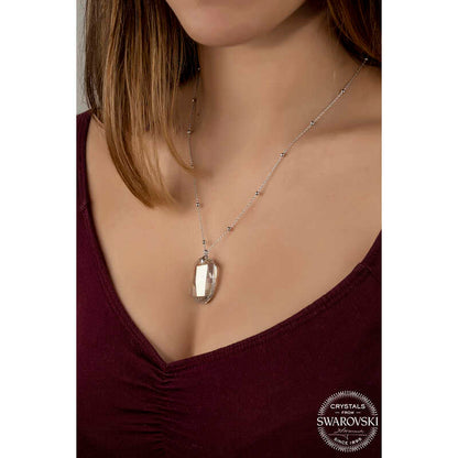 Collier en argent pour femme avec chaîne à billes et pierres Swarovski