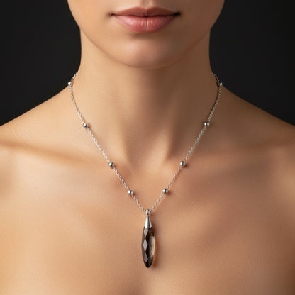 Kristallstein-Kugelkette Bar Damen Silber Halskette