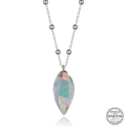 Crystal Stone Ball Chain Women's Silver Necklace