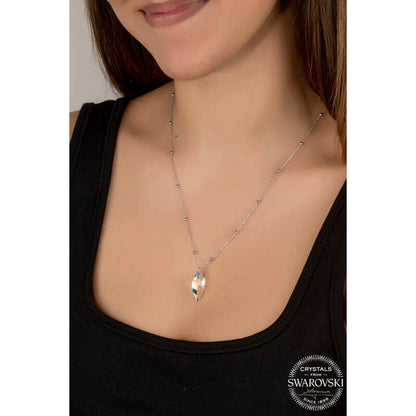 Collier en argent pour femme avec chaîne à billes en cristal