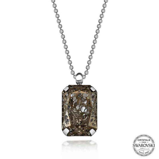 Crystal Stone Ball Chain Women's Silver Necklace