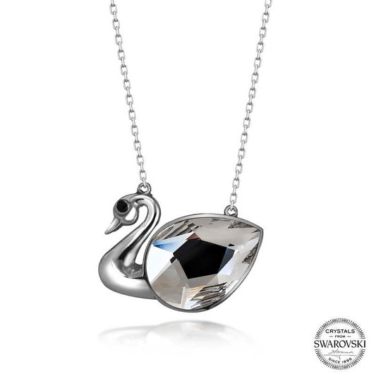 Collier en argent pour femme avec cygne en cristal Swarovski