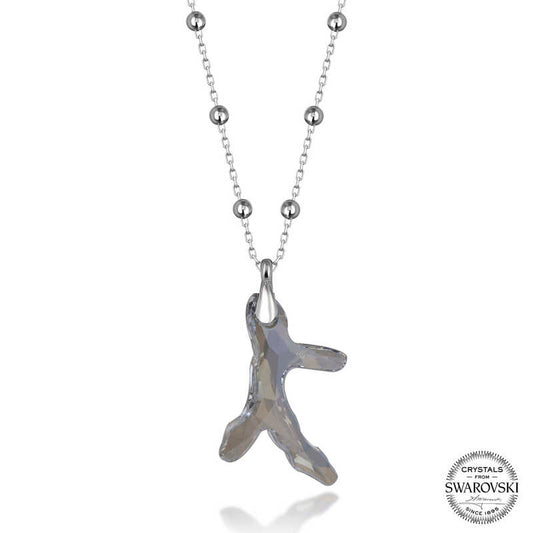 Collier pour femme en argent et cristal Swarovski avec chaîne à billes corail