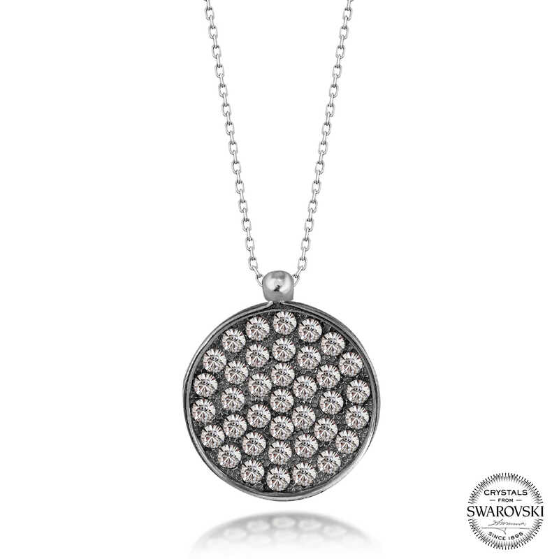 Collier rond en argent avec cristaux Swarovski pour femme