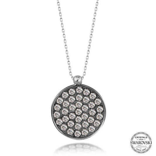 Collier rond en argent avec cristaux Swarovski pour femme